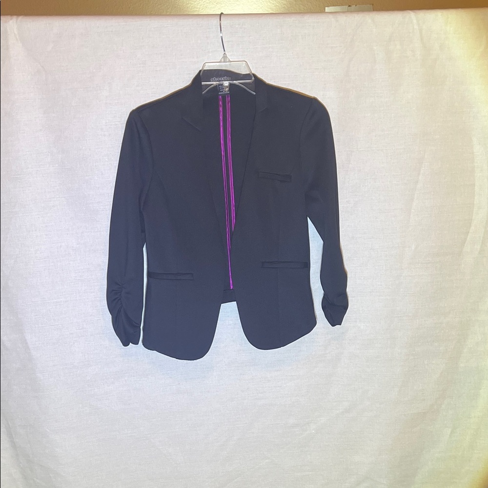 Stooshy Black Blazer with Purple Lining